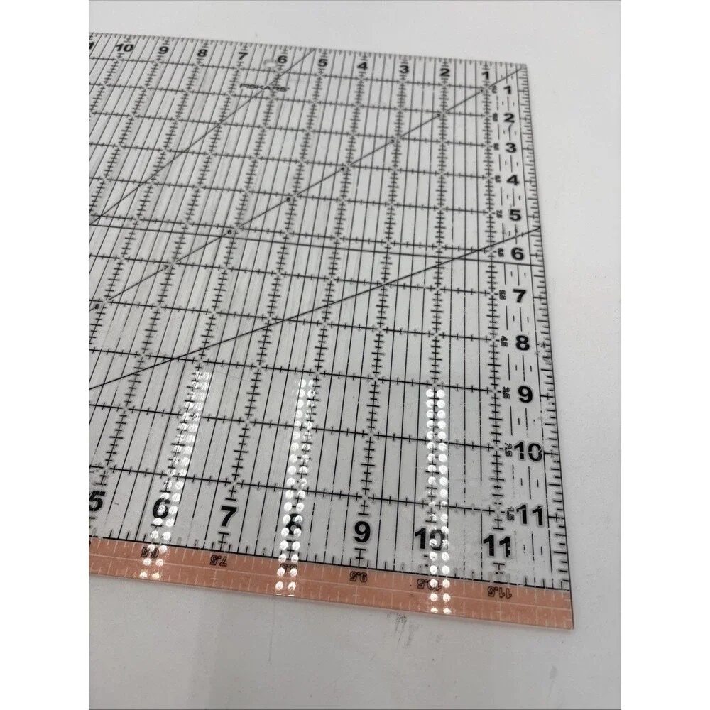 Fiskars 12x12 Acrylic Quilting Ruler Clear Grid 30 45 60 Angle Tool
